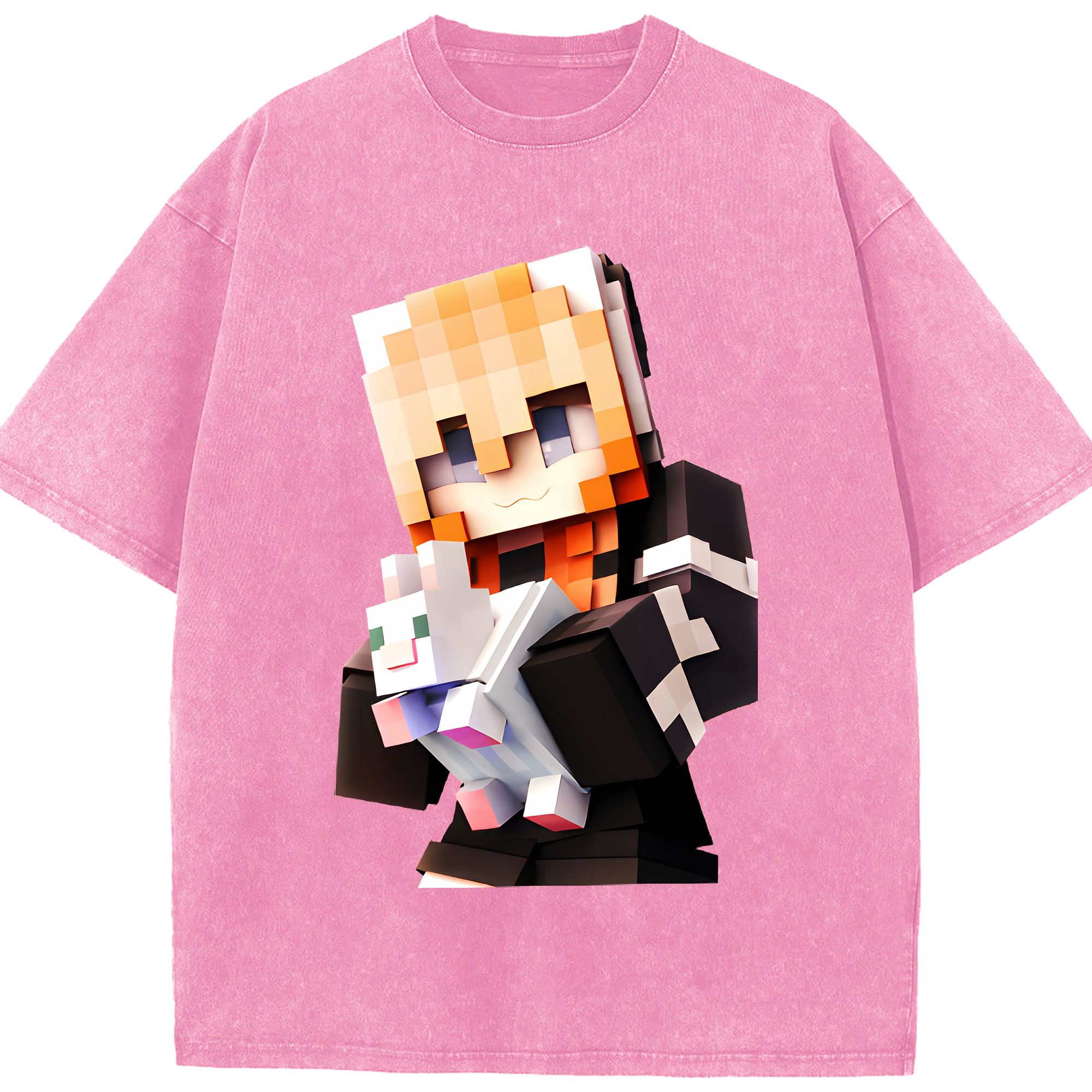 （画像用） マインクラフト ブロックの世界 Minecraft MC Block world 綿100% ヴィンテージ風 半袖Tシャツ（フロントプリント）